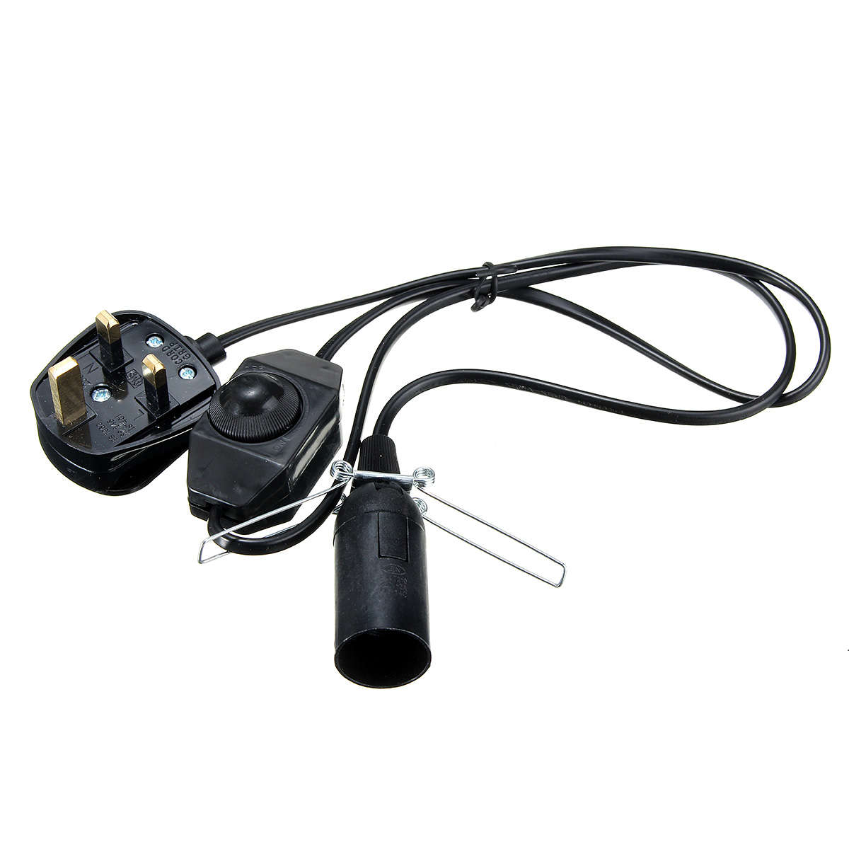 Himalayan Salt Lamp Black White E14 Light Bulb Electric Power Cord Holder Adapter Socket