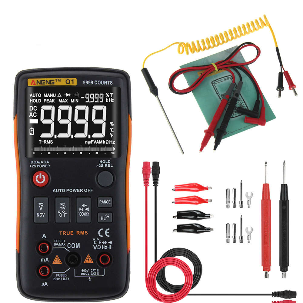 ANENG Q1 9999 Counts True RMS Digital Multimeter AC DC Voltage Current Tester Orange Yellow