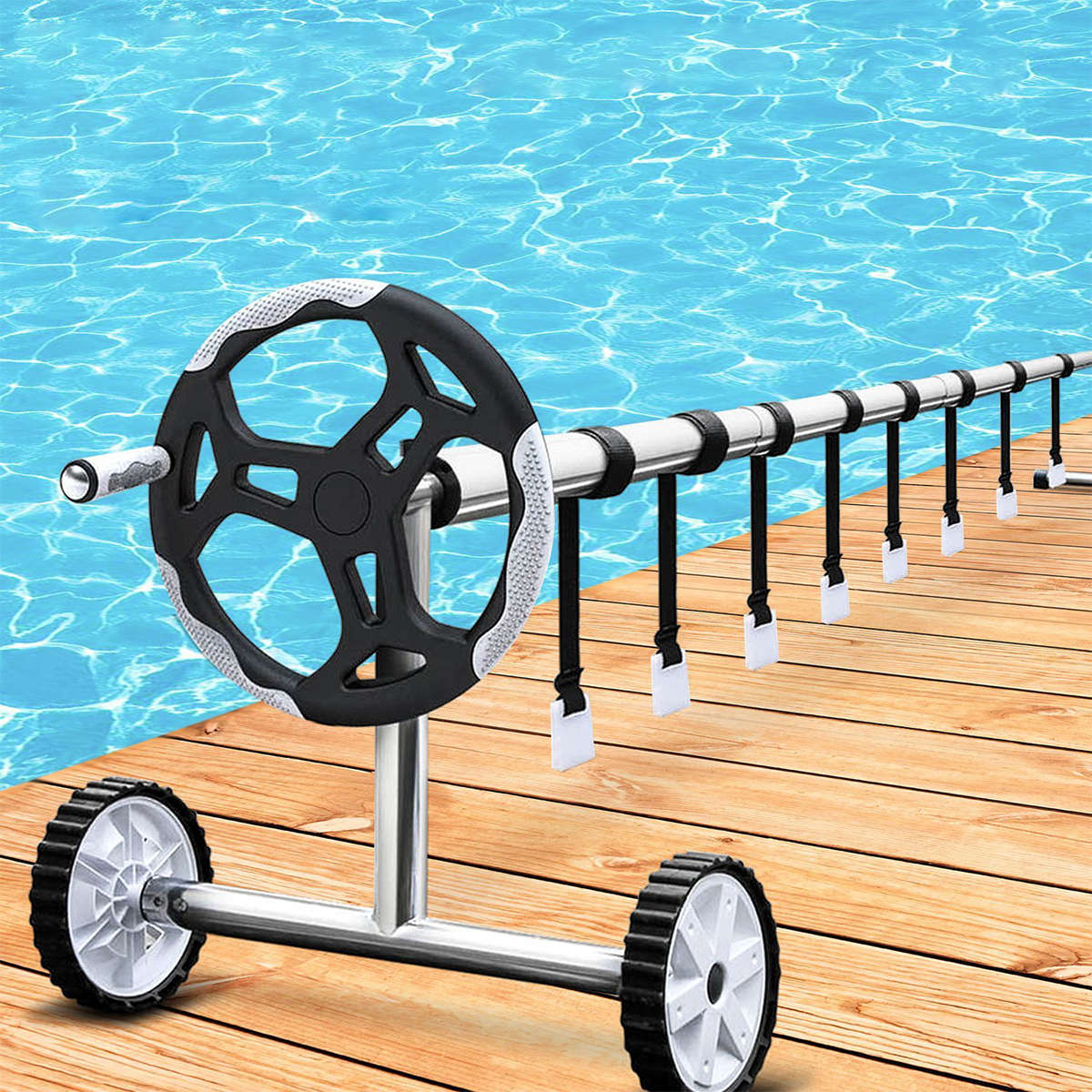 Universal Swimming Pool Cover Reel Roller Strapping Kit Attachment Solar Blanket Straps Equipment fo