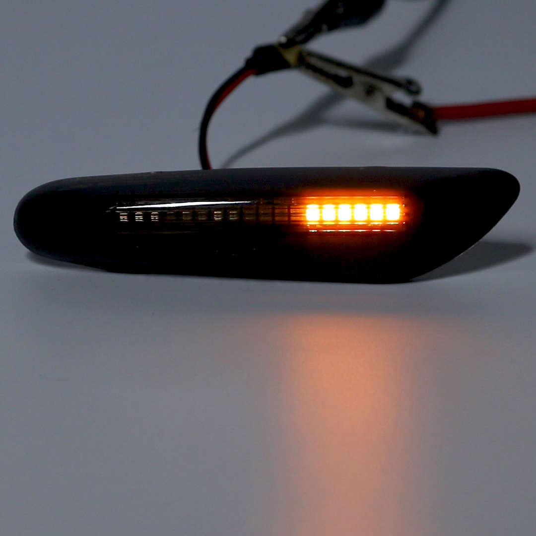 Pair Dynamic Flow Side Marker Lights Yellow/Whte For Bmw E46 E60 E82 E88 E90 E92 E93