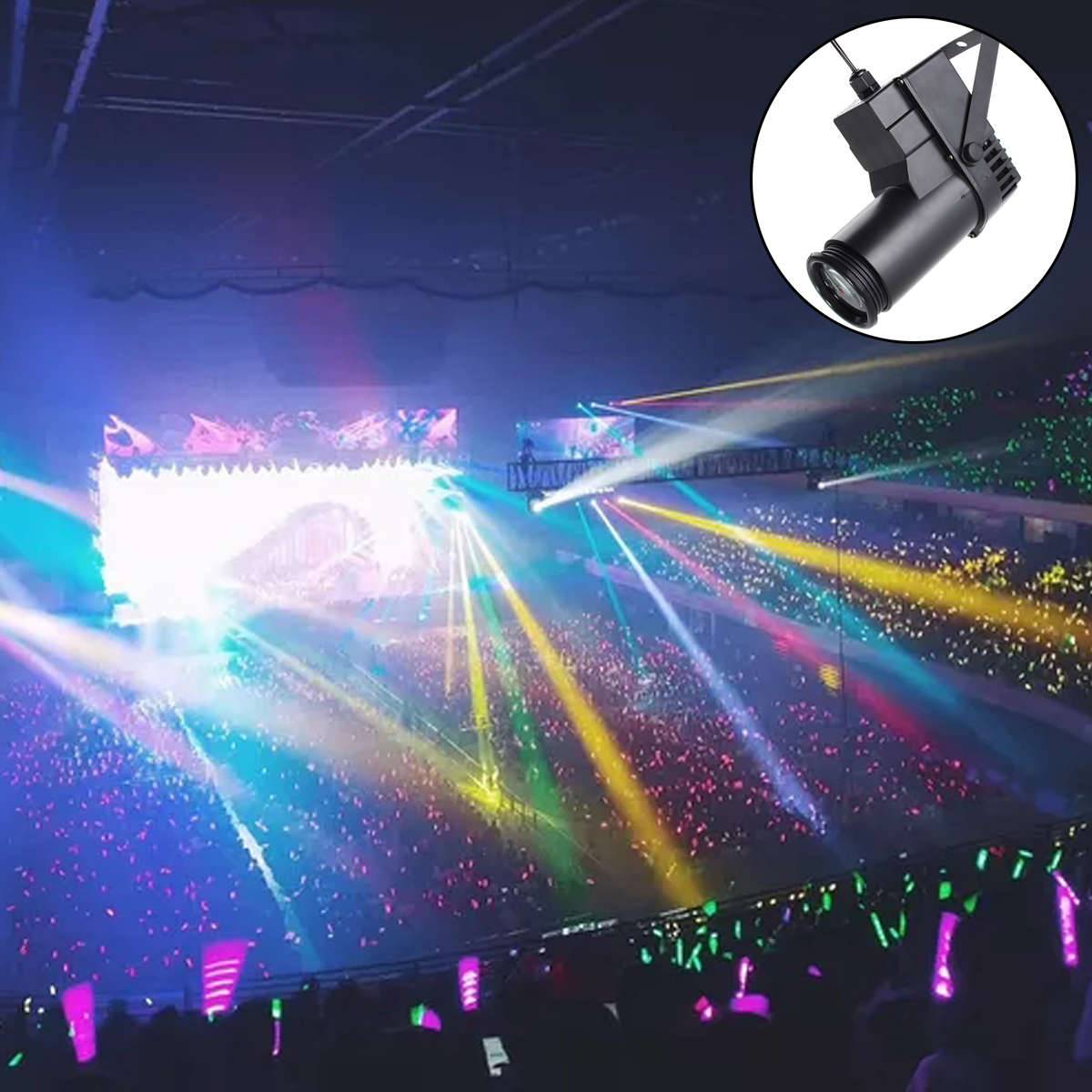 90-230V 9W DMX RGB LED Light Pinspot Beam Spotlight 6CH DJ Disco Party KTV Stage Effect Lighting