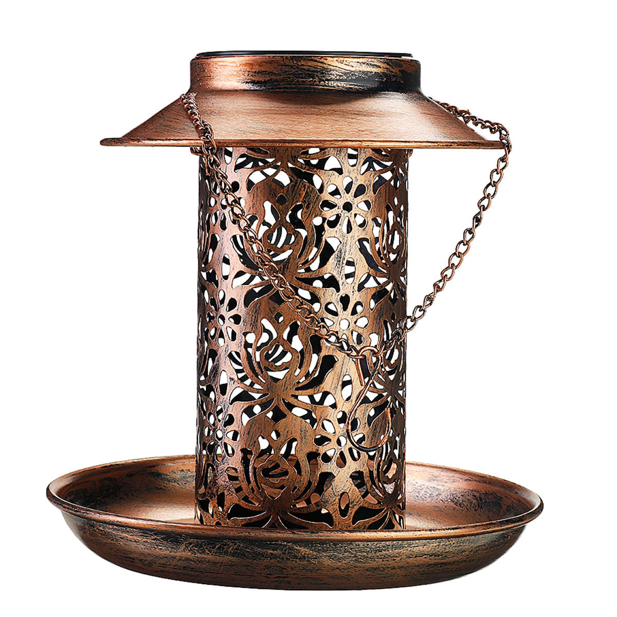 Metal Waterproof Hanging LED Solar Bird Feeder Hummingbird  Outdoor Balcony Outdoor for Feeding Tool