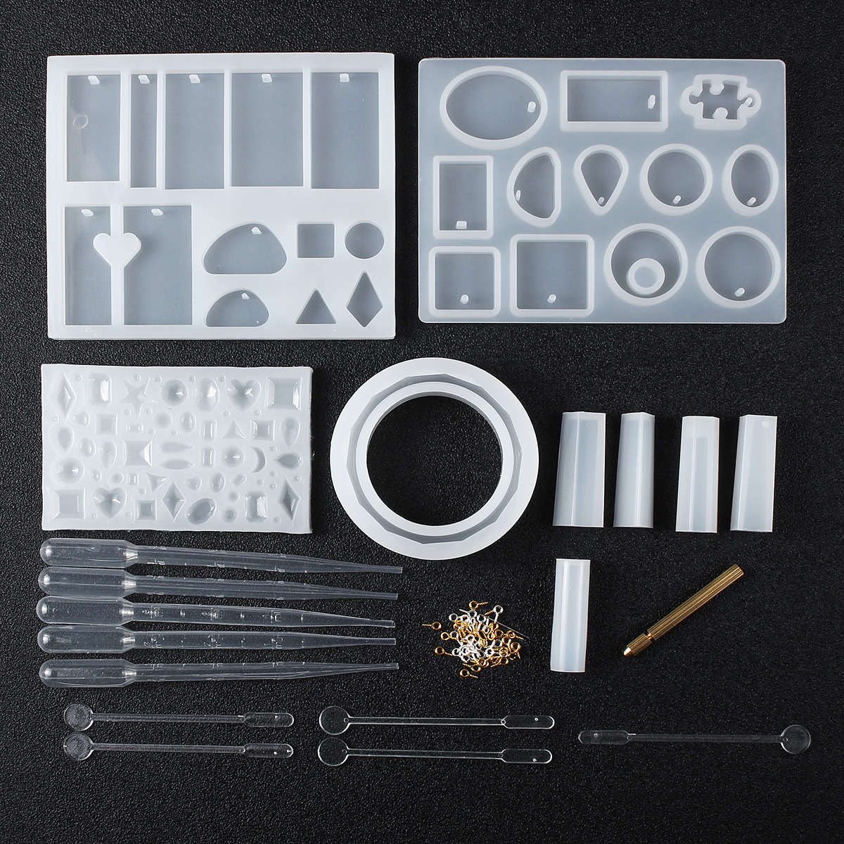 68Pcs DIY Geometric Resin Casting Mould Silicone Craft Making Mould Jewelry Molds Kit