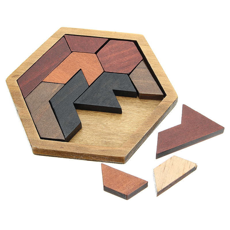 Kids Puzzles Wooden Toys Tangram Jigsaw Board Geometric Shape Children