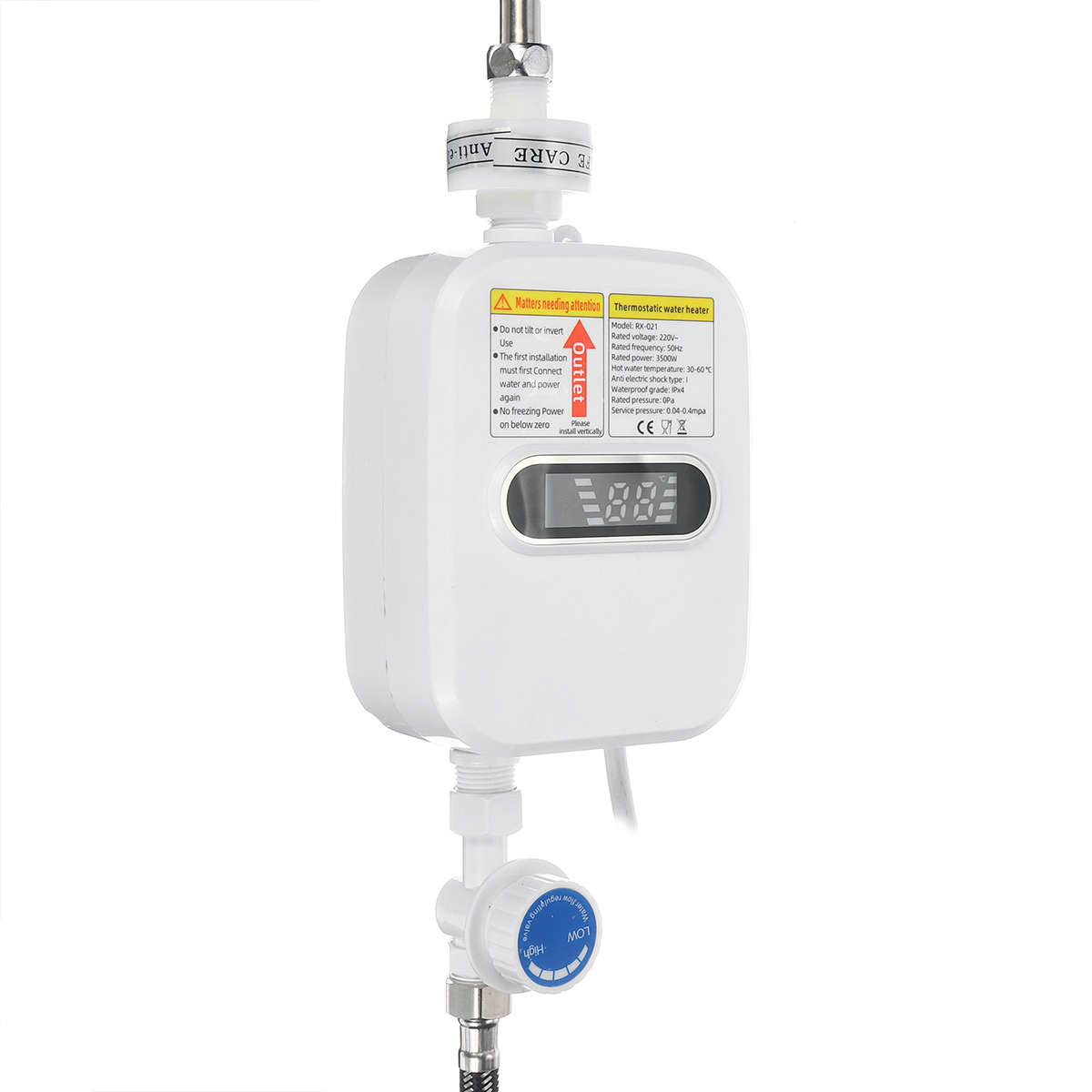 3500W Mini Instant Electric Tankless Hot Water Heater Shower Bathroom Faucet