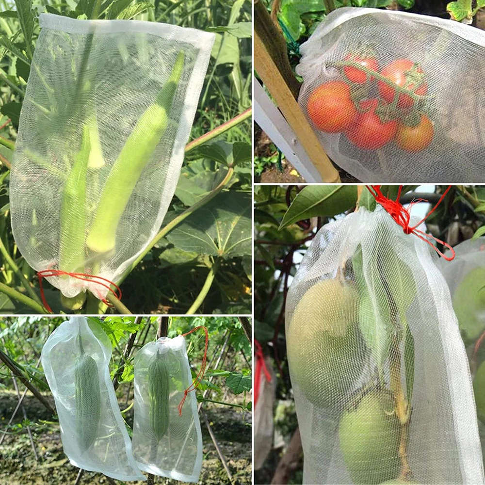 (Sizes 25*35cm )50Pcs Plant Fruit Protect Drawstring Mesh Net Bag Garden Greenhouse Plant Cover ...