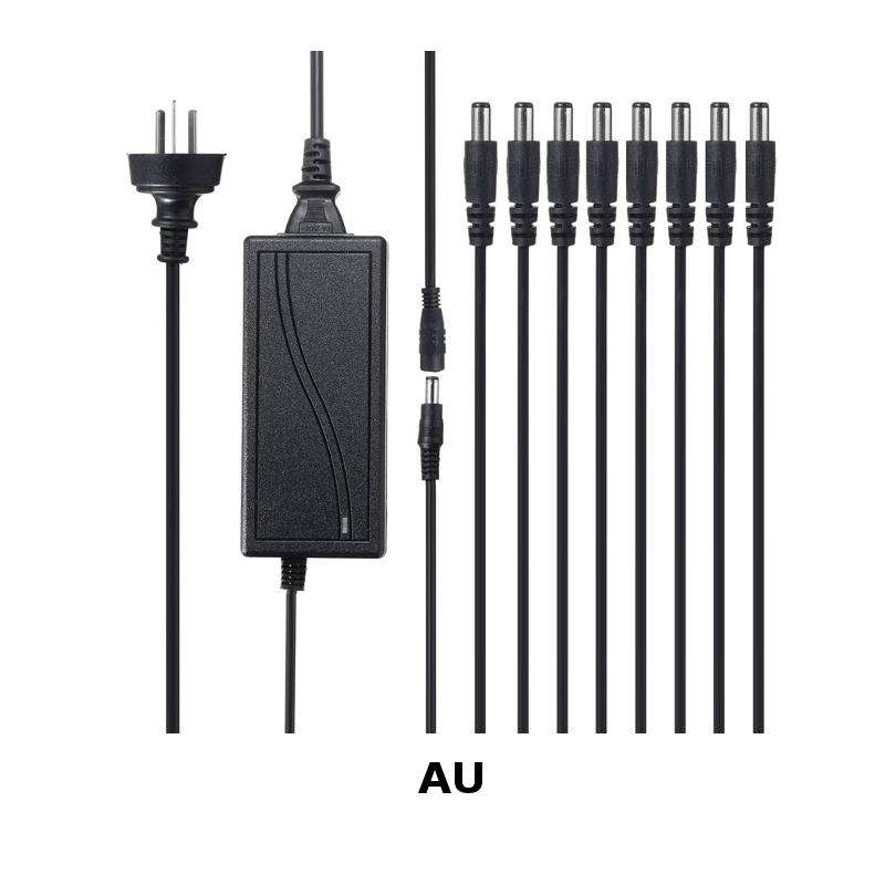5.5x2.1mm DC 12V 6A Power Supply Adapter for CCTV Security Camera DVR + 8 Split Power Cable