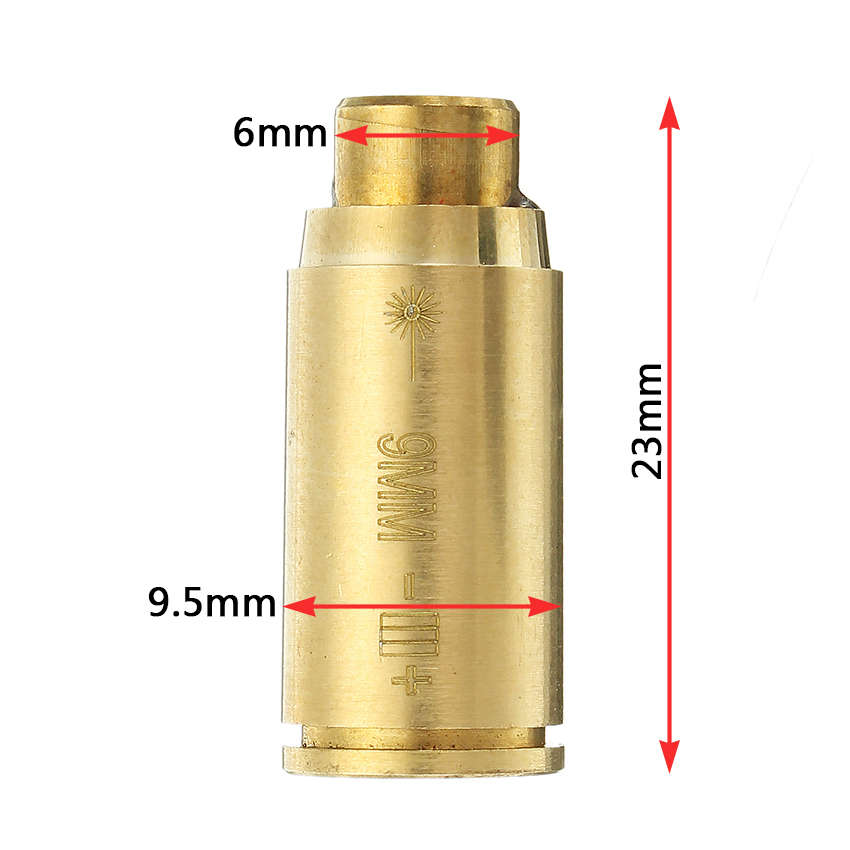 CAL 9MM Laser Bore Sighter Red Dot Sight Brass Cartridge Bore Sighter