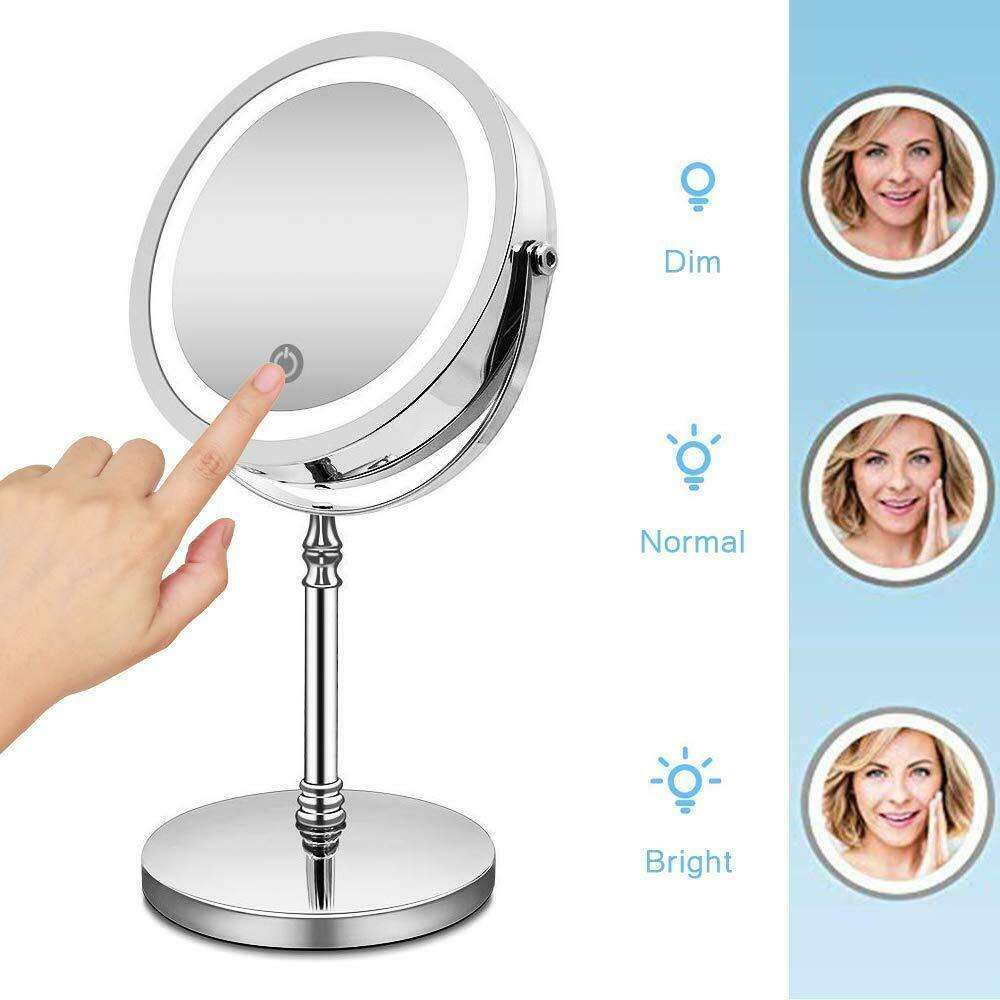 Rechargeable 10X Magnifying Makeup Mirror LED Light 8-inch Double Sided Touch