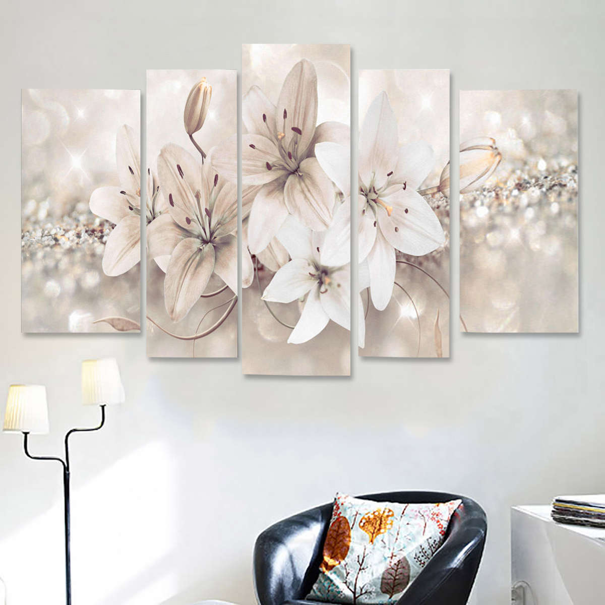 5 Panels Love Flowers Decorations Wall Art Print Pictures Canvas Wall Paint