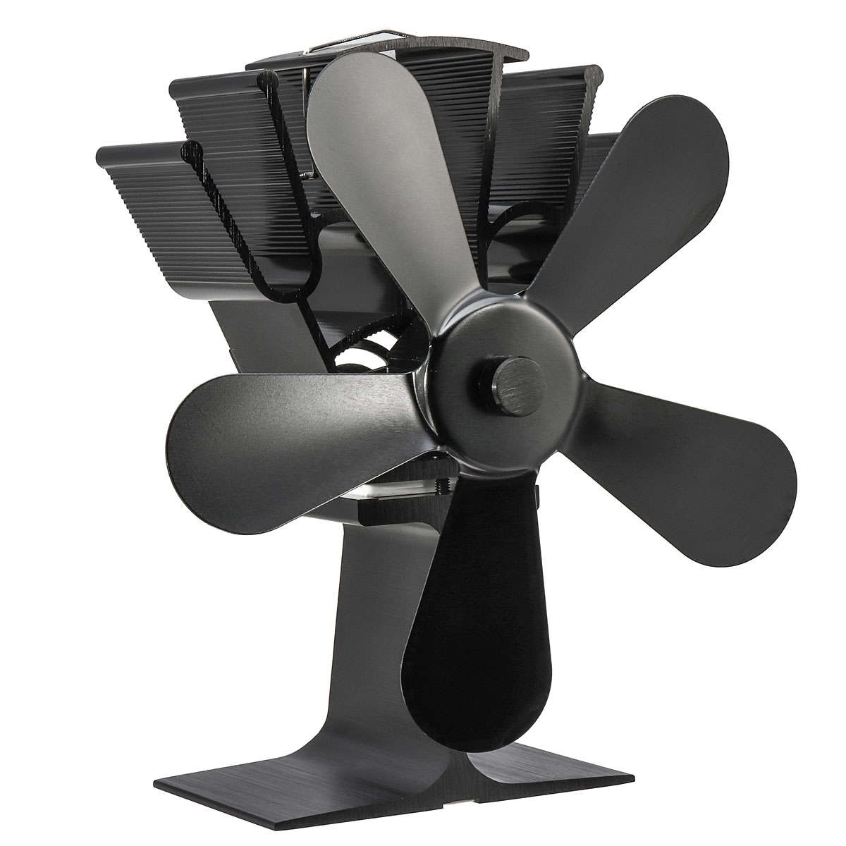 New 5 Blade Heat Self-Powered Stove Fan Wood Log Quiet Burner Fireplace Ecofan