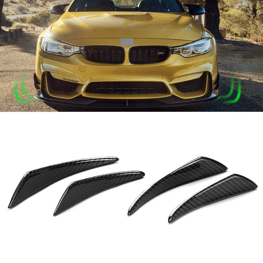 Real Carbon Fiber Side Fins Canards Car Stickers 4PCS for