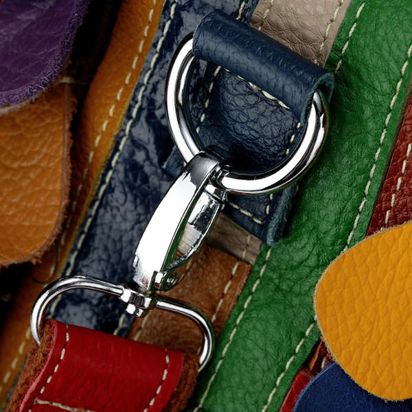 New Women Patchwork Genuine Leather Cowhide Handbag