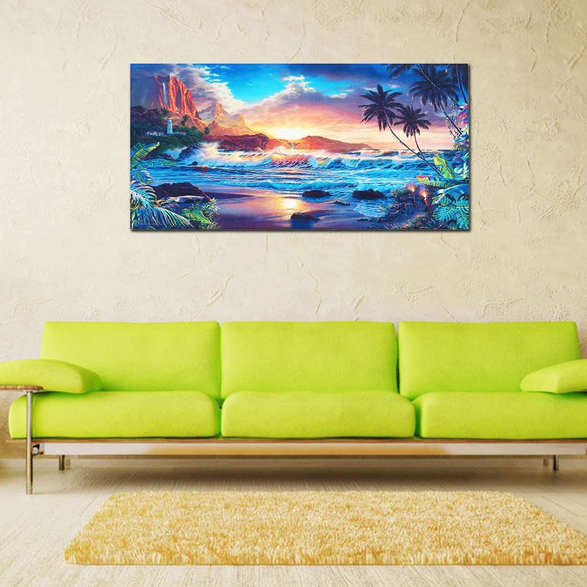 New Home Decor Canvas Print Paintings Wall Art Modern Sunset Scenery Beach Tree