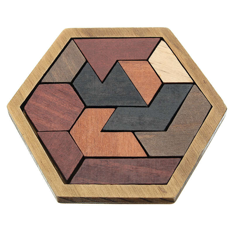 Kids Puzzles Wooden Toys Tangram Jigsaw Board Geometric Shape Children