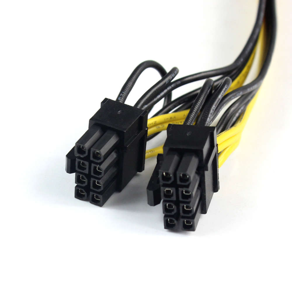 REXLIS 18AWG 8pin Male to Dual 8pin(6+2) Female Power Adapter Cable 30cm Graphics Card Splitter Cabl