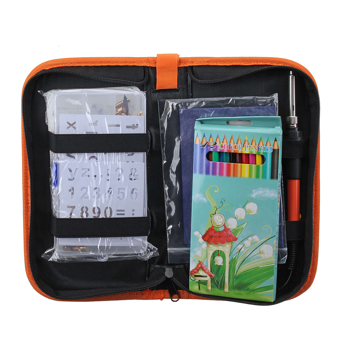 92pcs Wood Burning Pen Set Tips Stencil Soldering Iron Pyrography Tools Crafts Kit (Adaptor US Plug)