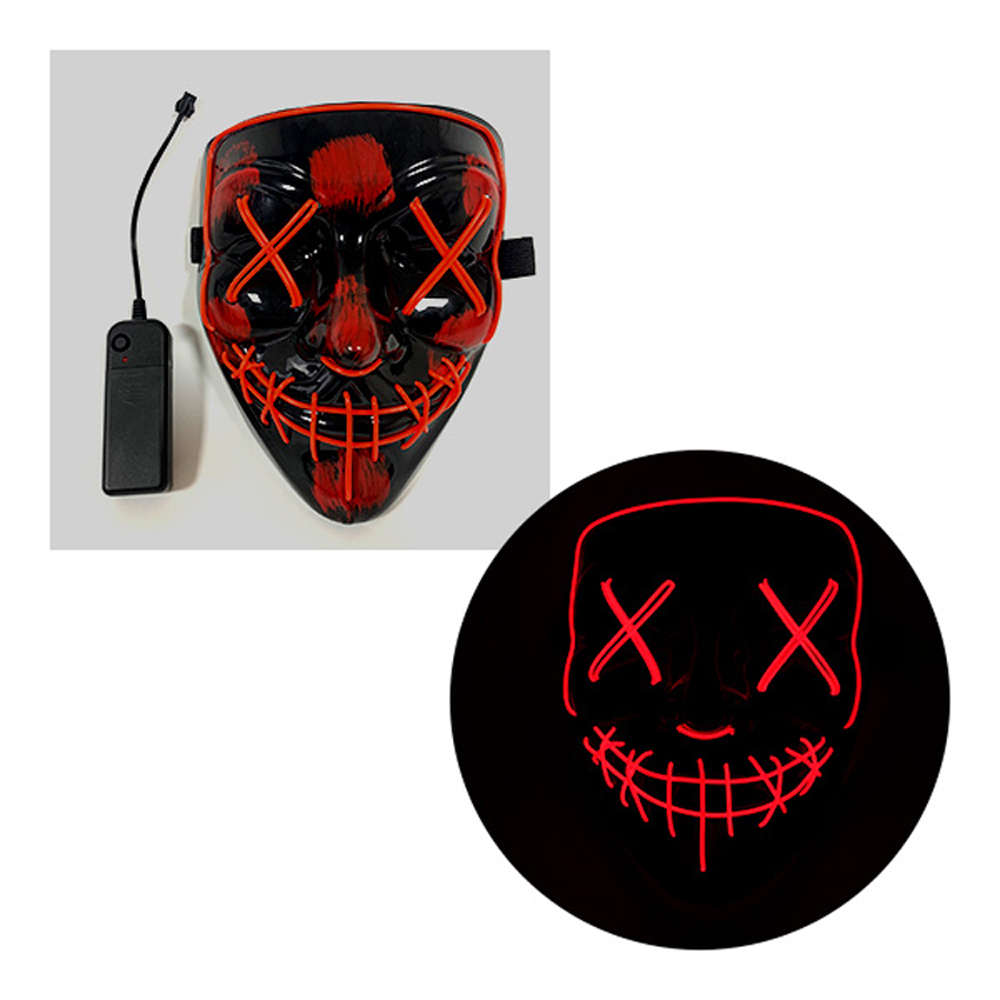 Halloween LED Mask Purge Masks Election Mascara Costume DJ Party Light Up Masks Glow I (Color White)