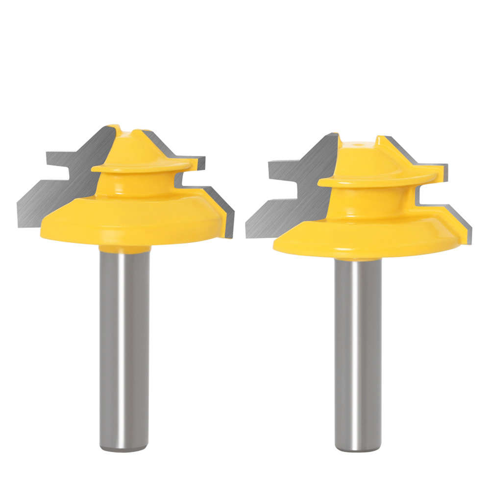 Drillpro 8MM Shank 45 Degree Lock Miter Router Bit Tenon Milling Cutter Woodworking Tool Fo (Type B)