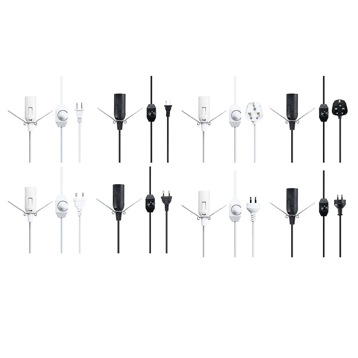 Himalayan Salt Lamp Black White E14 Light Bulb Electric Power Cord Holder Adapter Socket