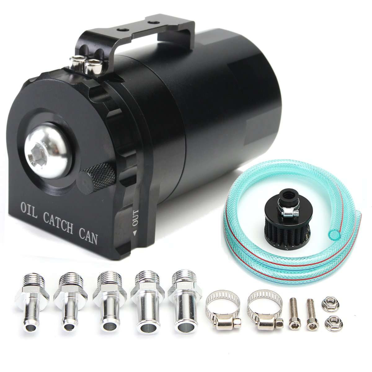 300mL Engine Catch Reservoir Breather Tank Oil Catch Can with Air Filter Black