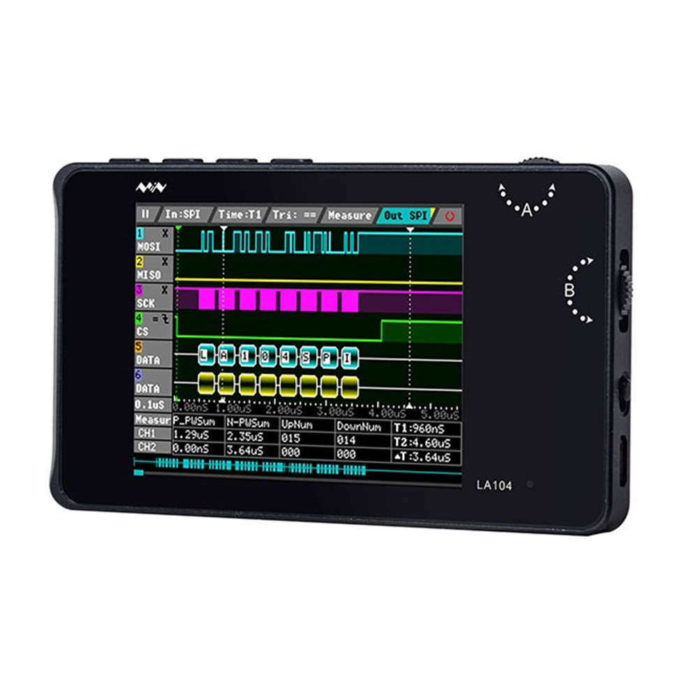 LA104 Digital Logics Analyzer 2.8 inch Screen 4 Channels Oscilloscope SPI IIC UART Programmable 100M
