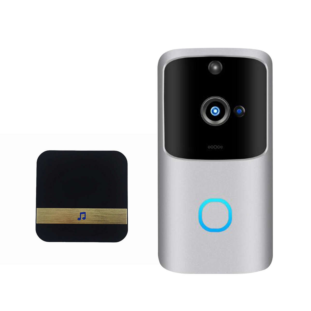 1080P HD Wireless Wifi Smart Doorbell Camera  PIR Bell Security Home + Chime (Type Chime US Plug)
