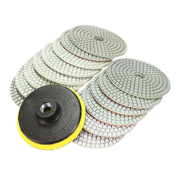 New 15pcs 4 Inch 30-6000 Grit Diamond Polishing Disc with M14 Self-adhesive Pad