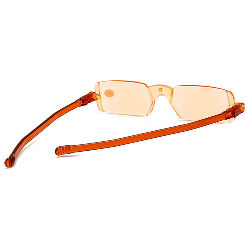 Portable 360 Rotation Folding Reading Glasses with Case An (Magnification Strength 4.0 Color Orange)