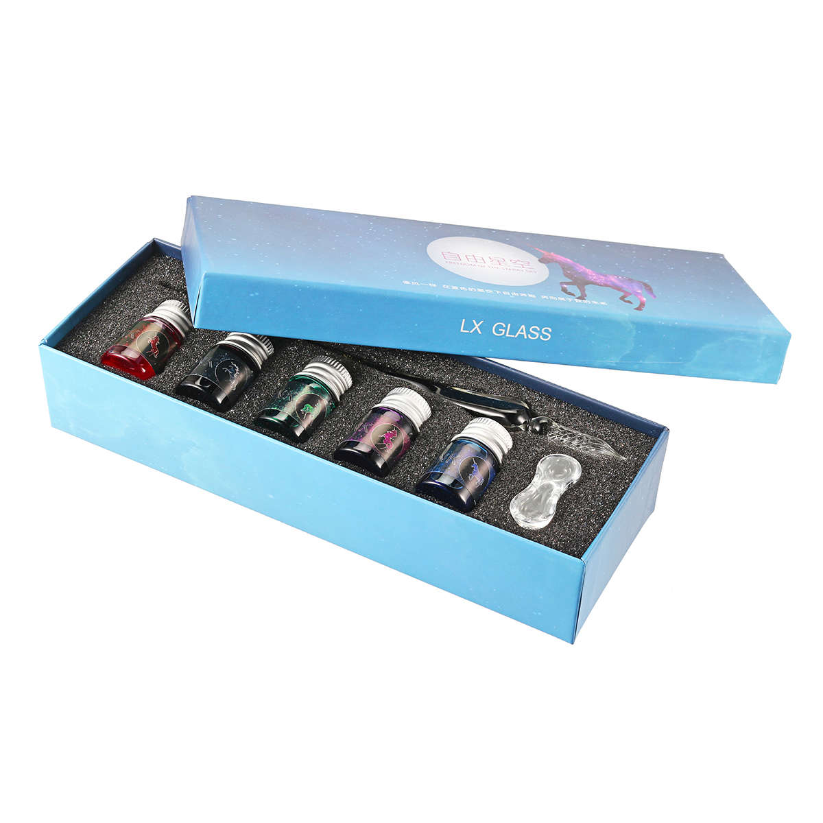 Crystal Glass Dip Pen Ink Set Signature Pen Vintage Handmade Glass Sign Pen Writing Tools