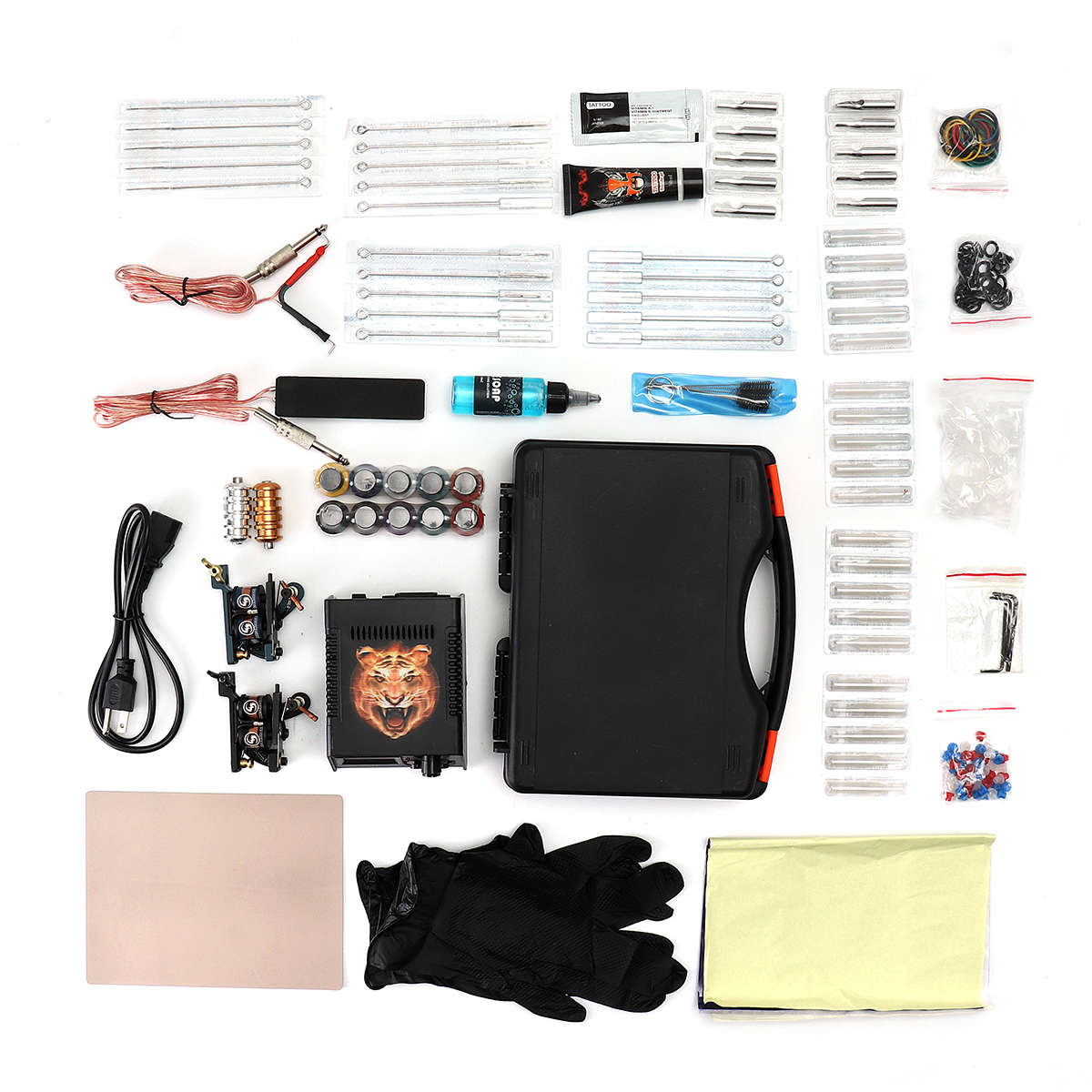 New Tattoo Machine Kit  2 Top Tattoo Machine 110V Power Supply Needle Body Art T