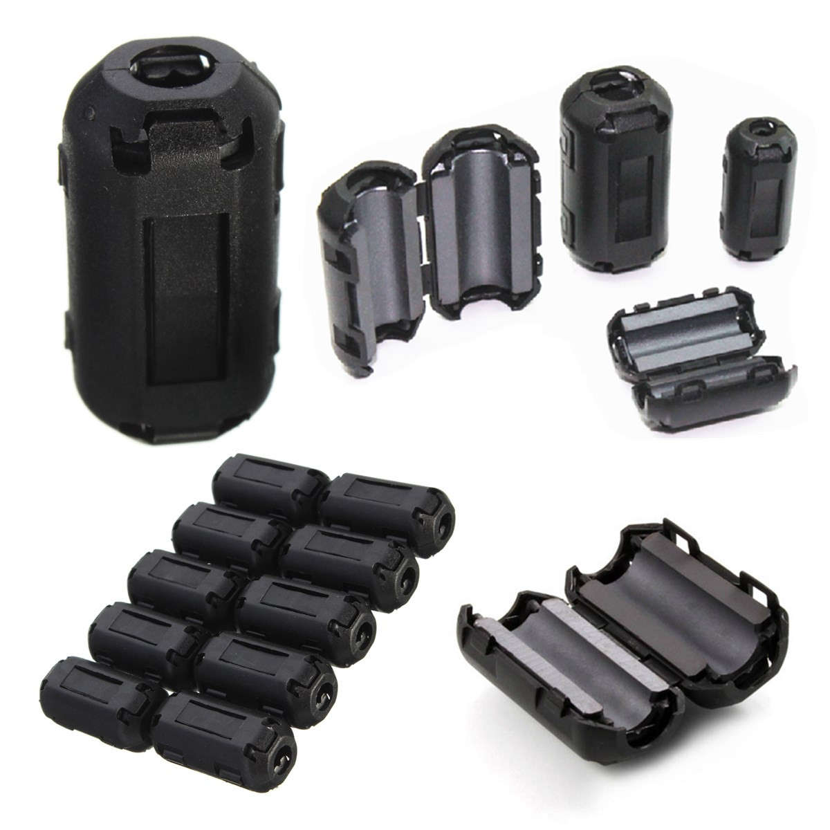 10Pcs Black Cable Wire Clamp Clip RFI EMI EMC Noise Filters Ferrite Core Case