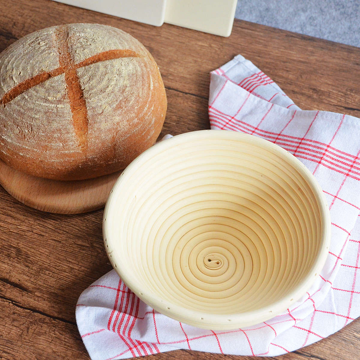 Round Banneton Brotform Rattan Basket Bread Dough Proofing Rising Loaf Proving 4 Sizes (Size #3)