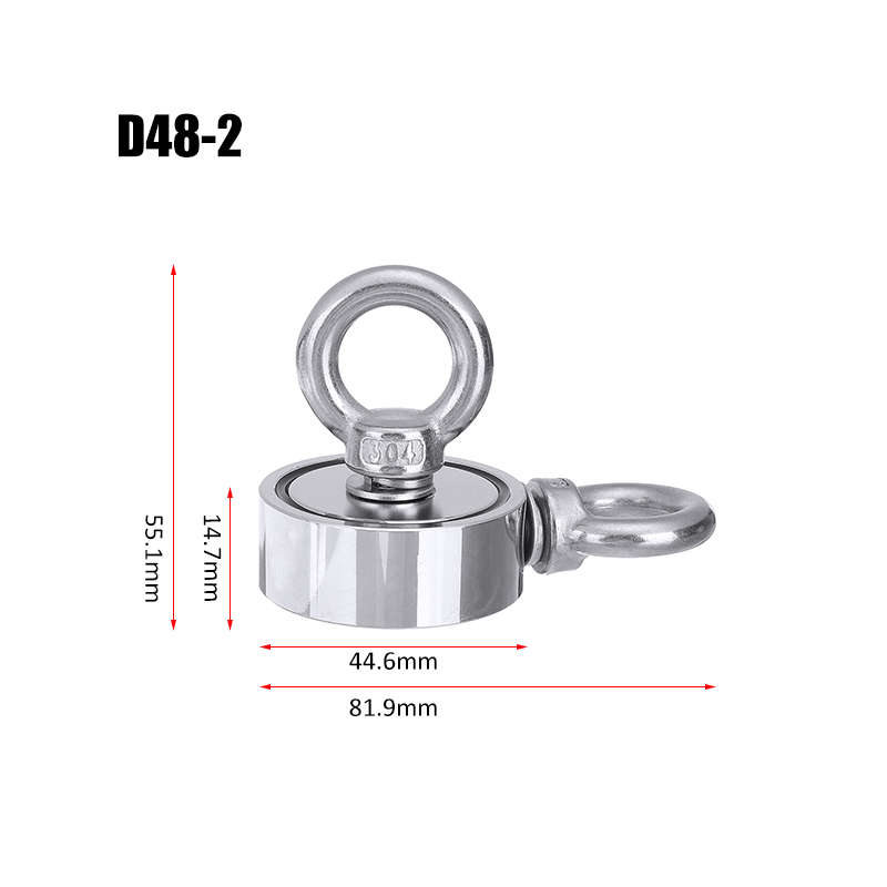 Strong Salvage Magnet Pot Fishing Magnet Deep Sea Magnetic Hook Neodymium Recovery Magne (Size 48mm)