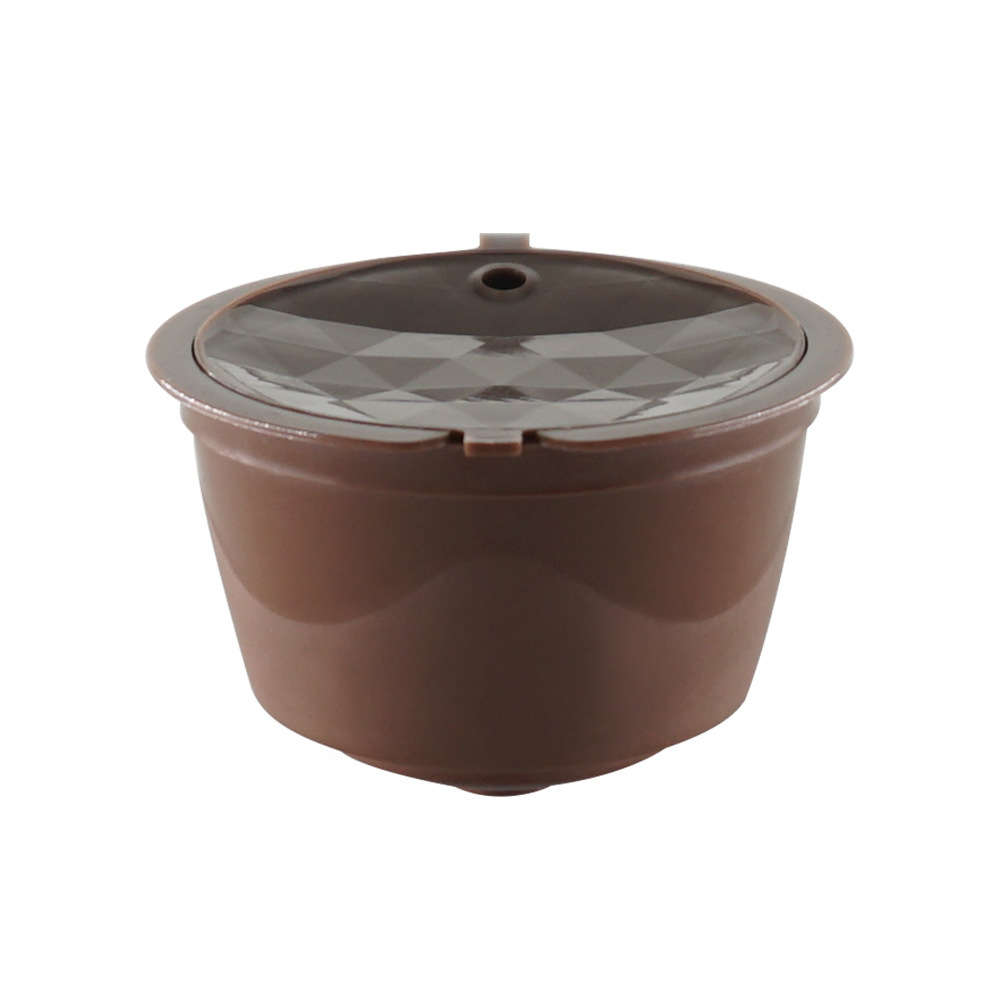 4Pcs/Set 50-100ml Refillable Coffee Capsule Cup Reusable Coffee Pods w/ Coffee Spoon (Color1 Brown)