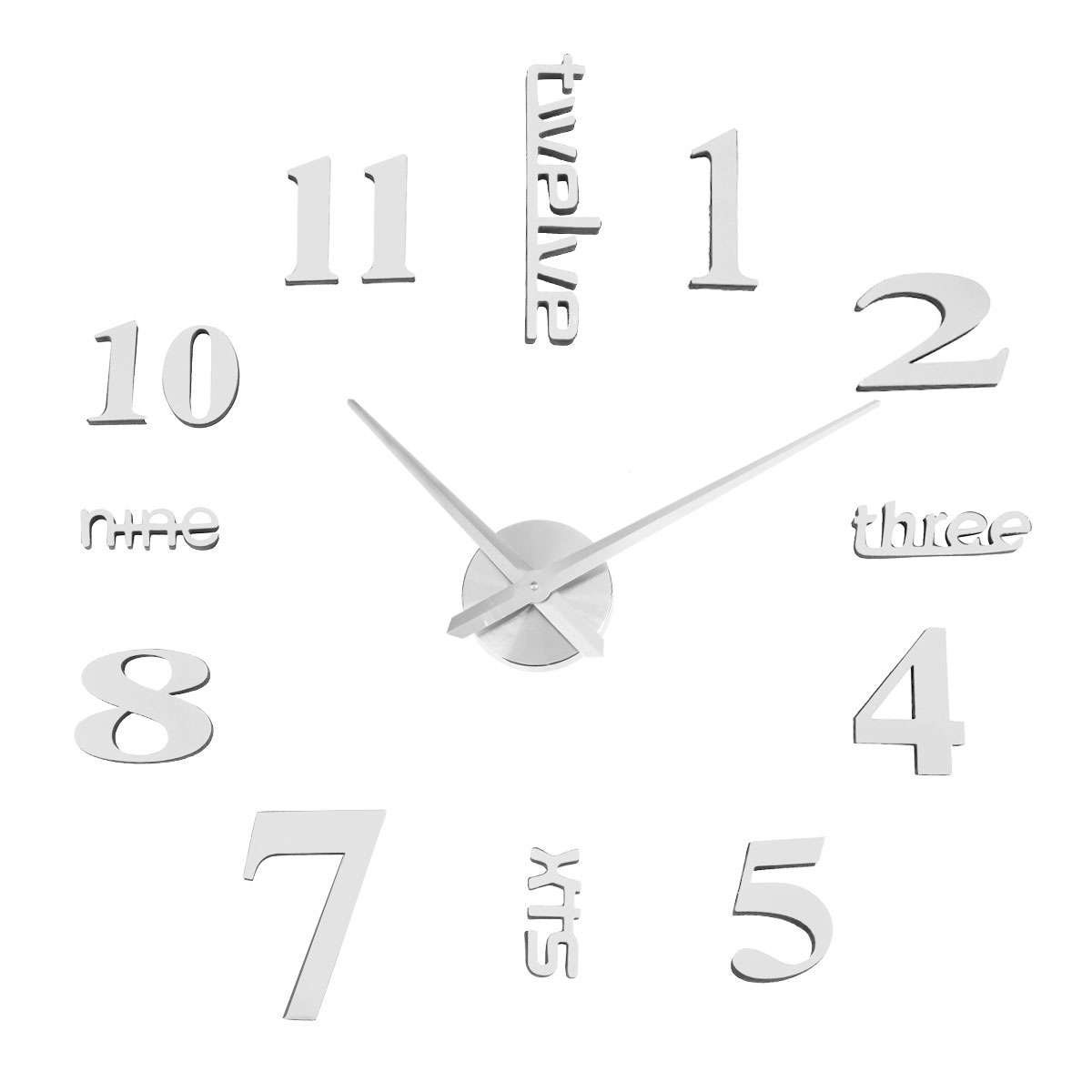 50-60CM/100-120CM 3D Vintage DIY Silent Mirror Wall Clock For Home Art Decor