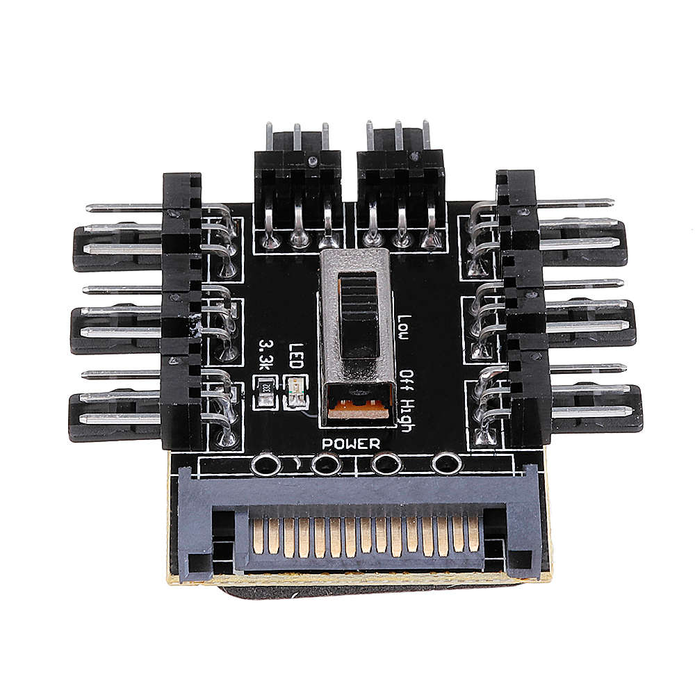 SATA Power Supply Computer Chassis Fan Hub Board FAN HUB Supports 8-way 3Pin Fan Power Supply 3-spee
