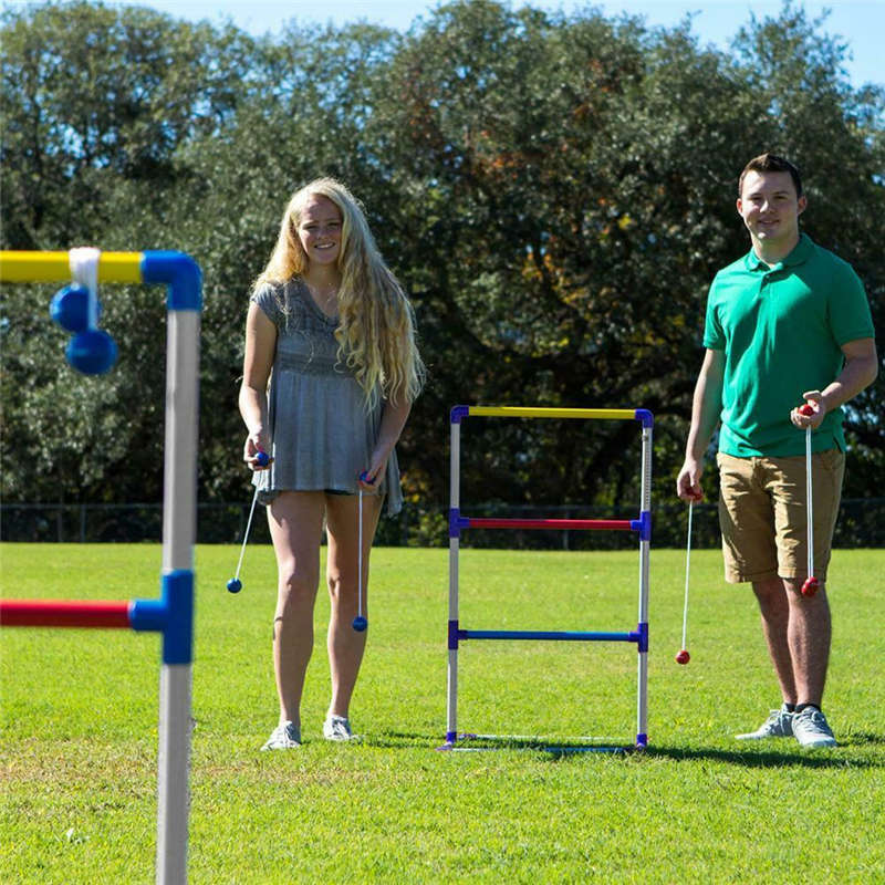 Light-Up Ladder Ball Toss Set with 8 Balls Outdoor Backyard Lawn Toss Toys
