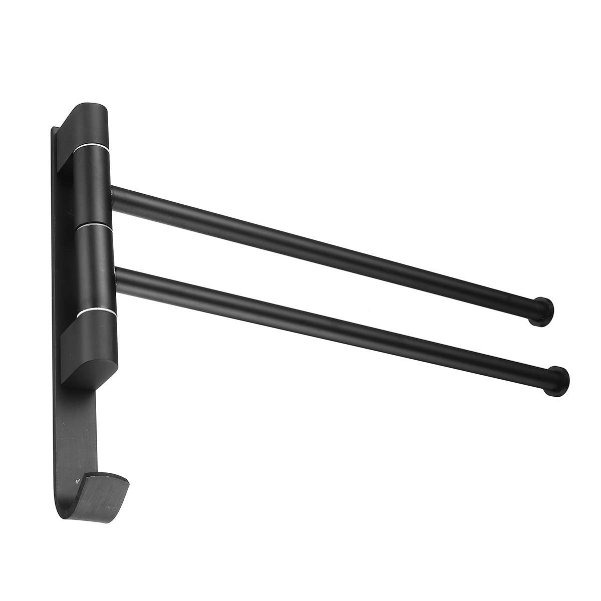 2-5 Rack Black Wall-Mounted 180 Angle Towel Rack Holder Hook Hanger Rotating Bar Bathroom Kitchen