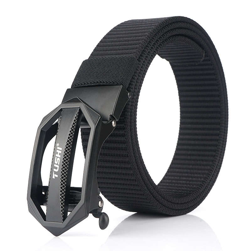 TUSHI 125cm x 3.4cm Zinc Alloy Buckle Punch Free Nylon Belts Men Tactical Belt Casual Belts