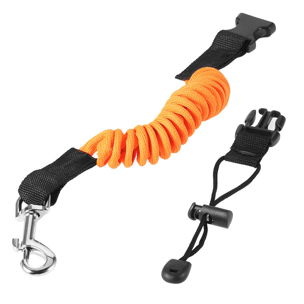 Elastic Kayak Canoe Paddle Leash with Metal Hook Surfboard Surfing Rope Safety Rowing Boats Lanyard