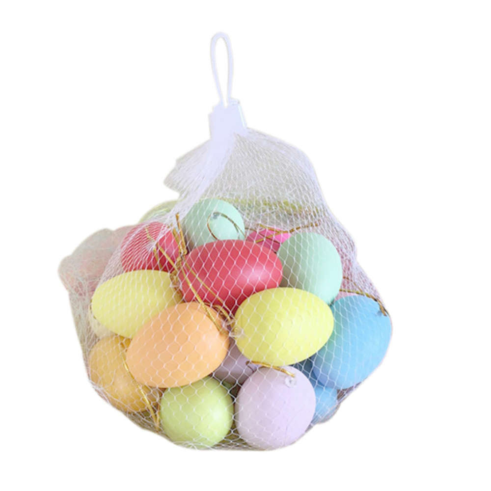 20Pcs/Set DIY Hanging Easter Eggs Painting Artificial Colorful Eggs Plastic Handmade Easter Hunt Egg