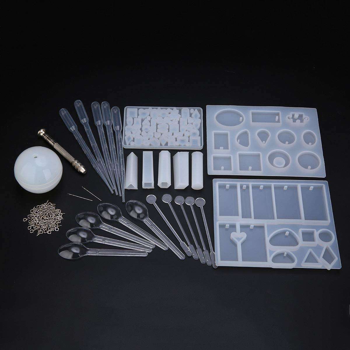 77Pcs/Set Crystal Epoxy Resin Silicone Pendant Casting Mould Kit Transparent Jewelry Making Mold Spo