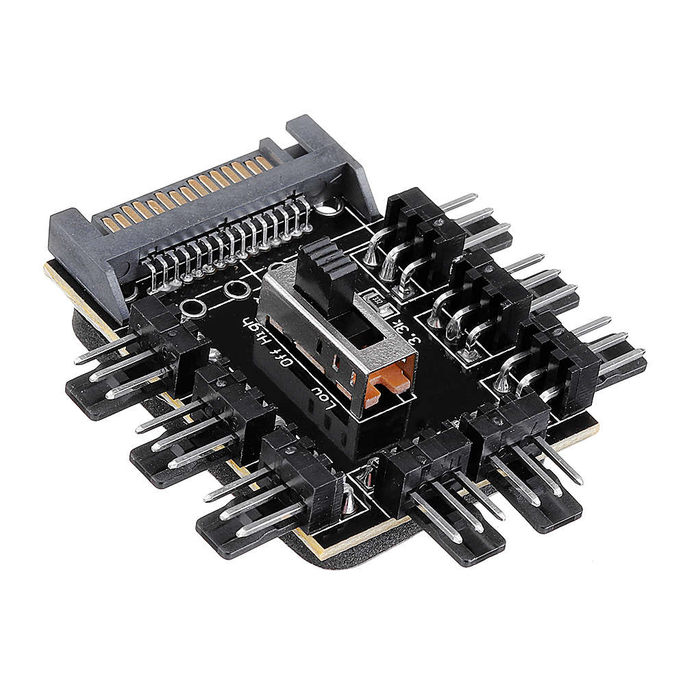 SATA Power Supply Computer Chassis Fan Hub Board FAN HUB Supports 8-way 3Pin Fan Power Supply 3-spee