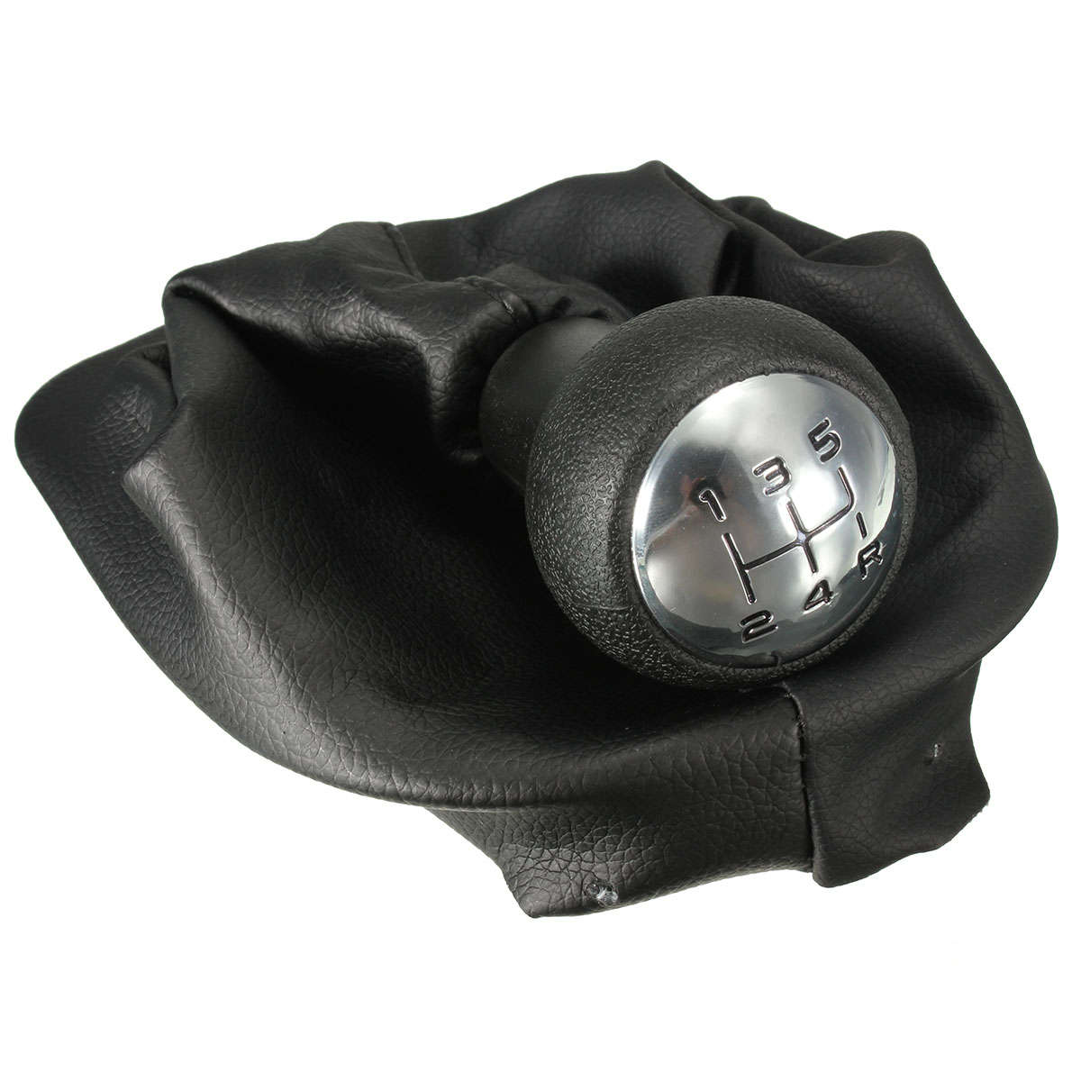 5 Speed Gear Shift Gaiter Knob For PEUGEOT 207 307 406 Black Chrome