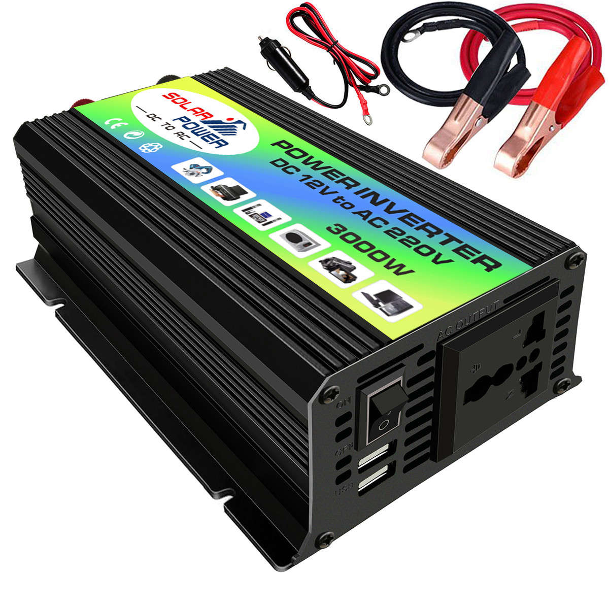3000W Power Inverter DC 12V to AC 220V Boat Car Inverter