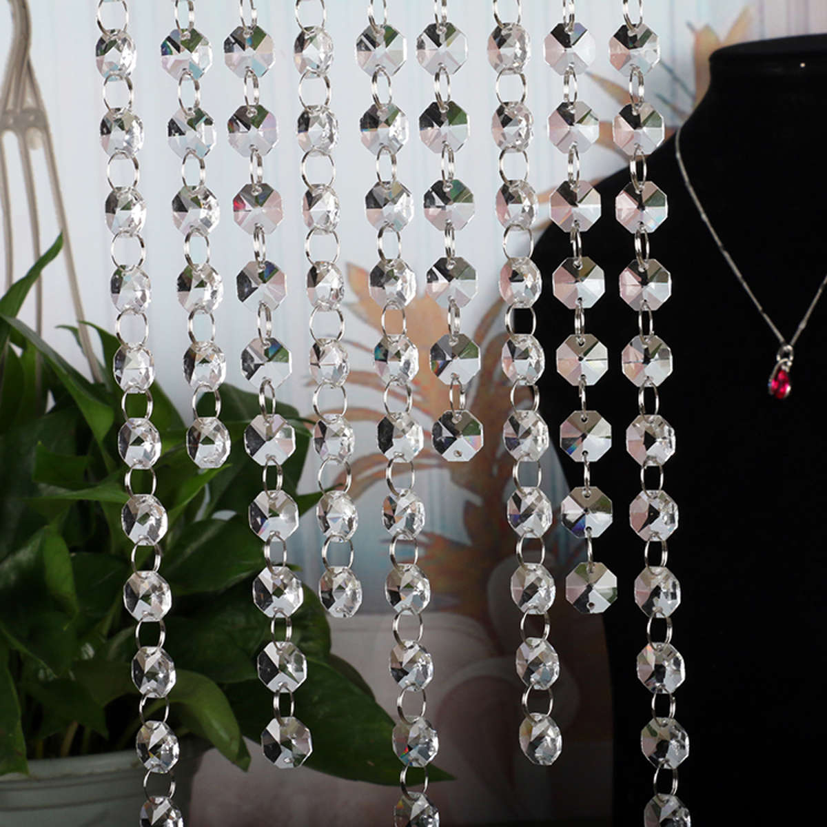 200PCS 14MM Diameter Clear Crystal Glass Chandelier Part Prisms Octagona