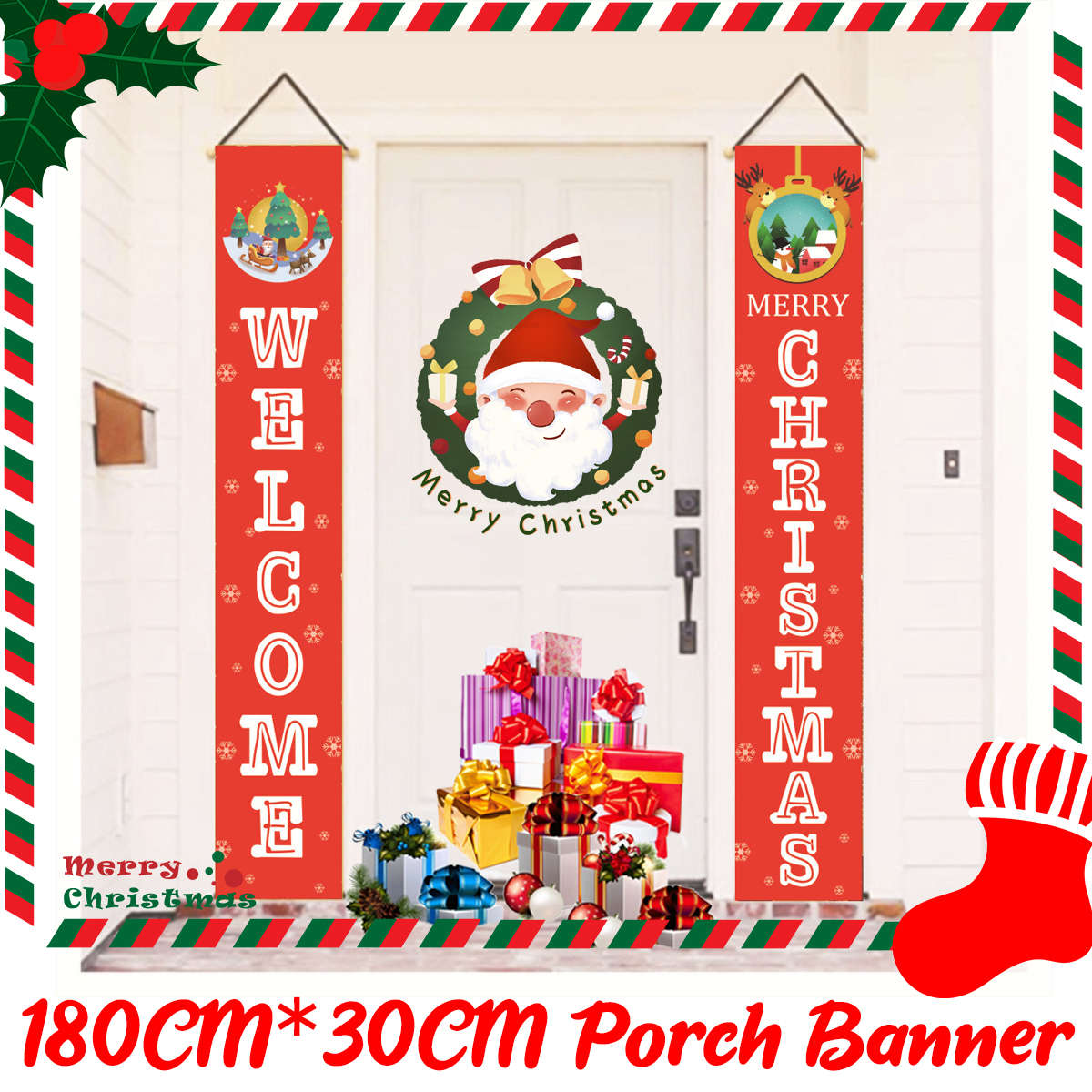 Christmas Banner Curtain Christmas Curtain
