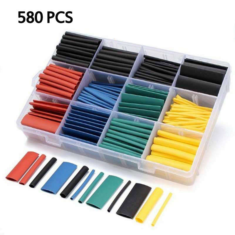 580pcs Set Heat Shrink Tube Assorted Insulation Shrinkable PVC Tube 2:1