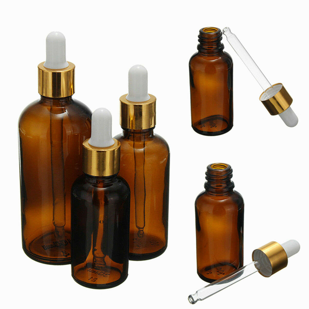 30/50/100ml Amber Glass Essential Oil Dropper Bottles Vials Containers...-(Capacity 50ml )